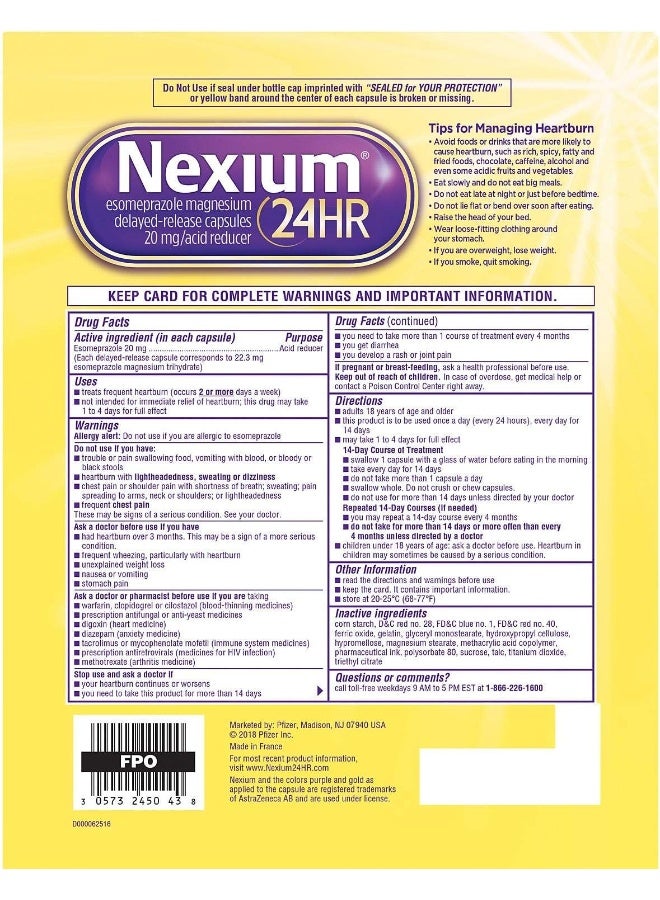 Nexium 24 Hr Acid Reducer 20 Mg 42 Capsules In 3 Pack, 42Count - Image 2